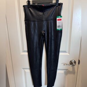 Spanx Black Faux Leather Leggings size XL